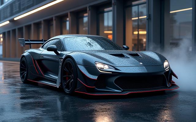 カスタムエアロダイナミックボディキットを装着したスポーツカー